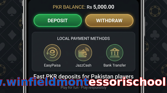 Deposit and withdrawal screen with PKR methods